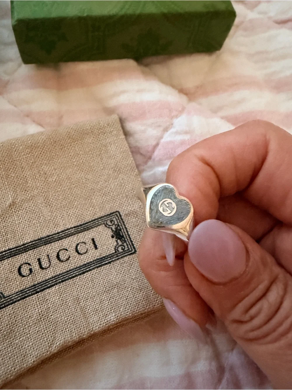 LIKE NEW♥️100% Authentic Silver Gucci Heart Ring